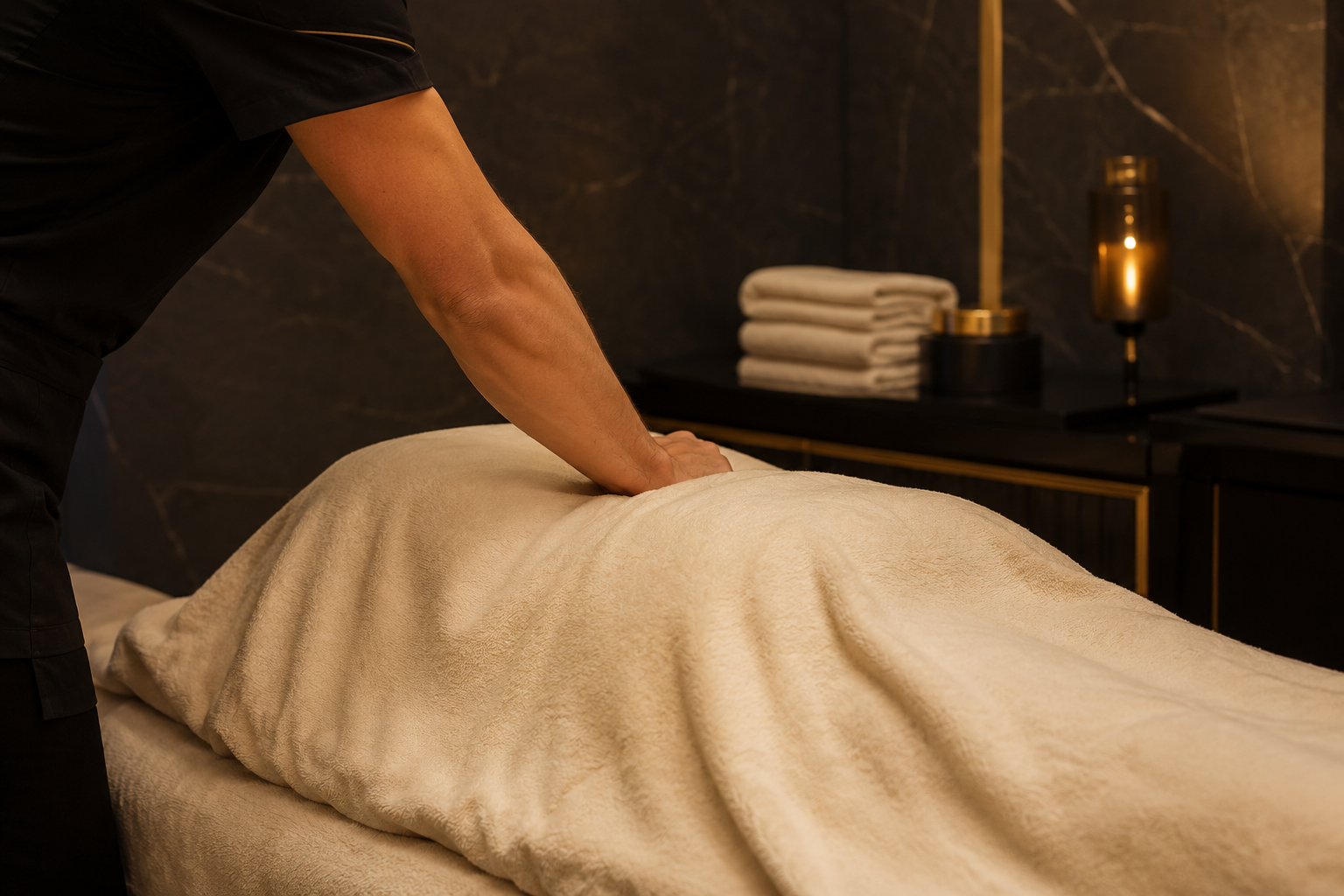 Controlled forearm pressure during a deep-tissue massage
